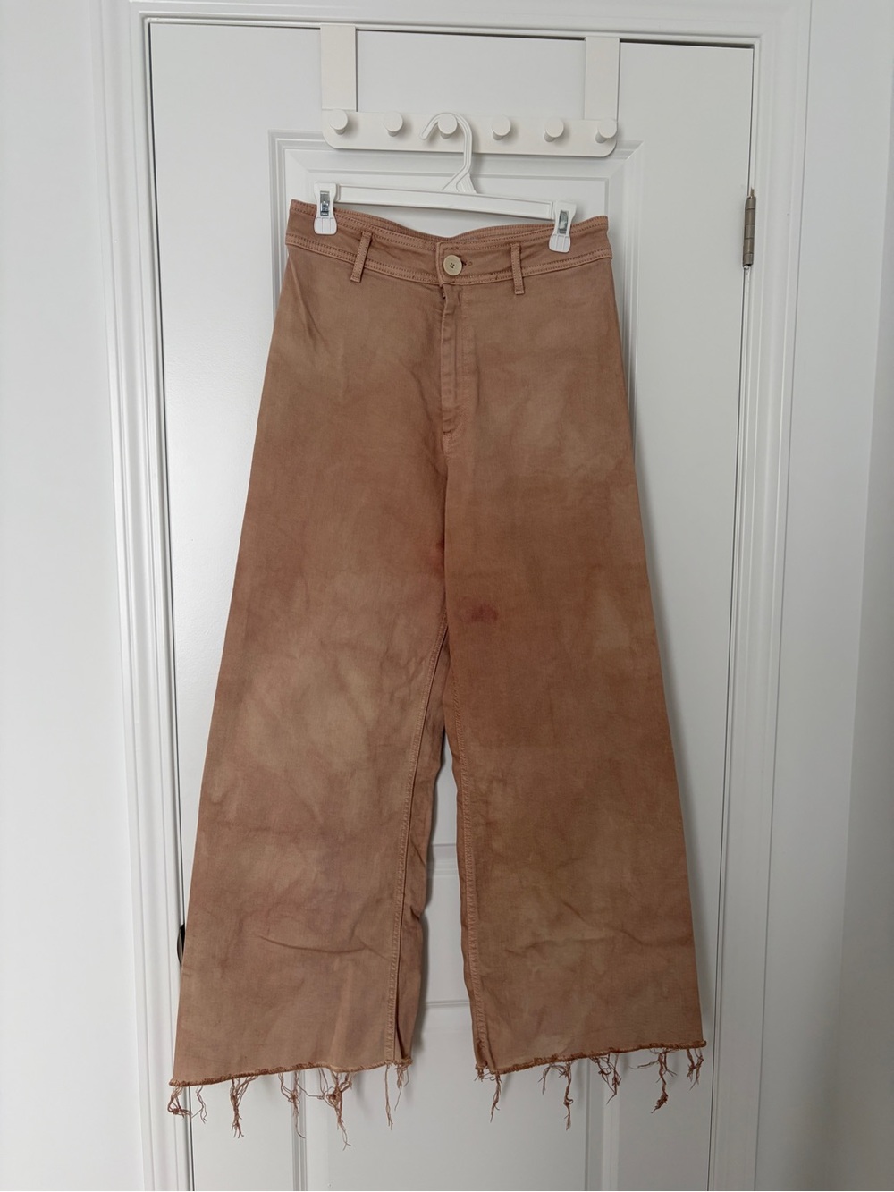 Zara Marine Straight Wide-Leg Dyed Pants in Tan